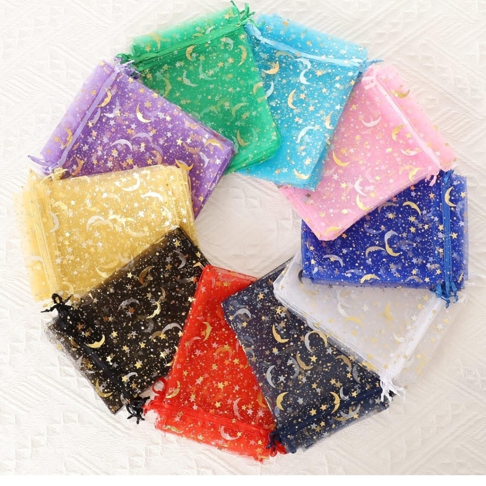20 Pieces Moon Star Organza Bags, 3x4“ Mixed Color - Picture 3 of 6
